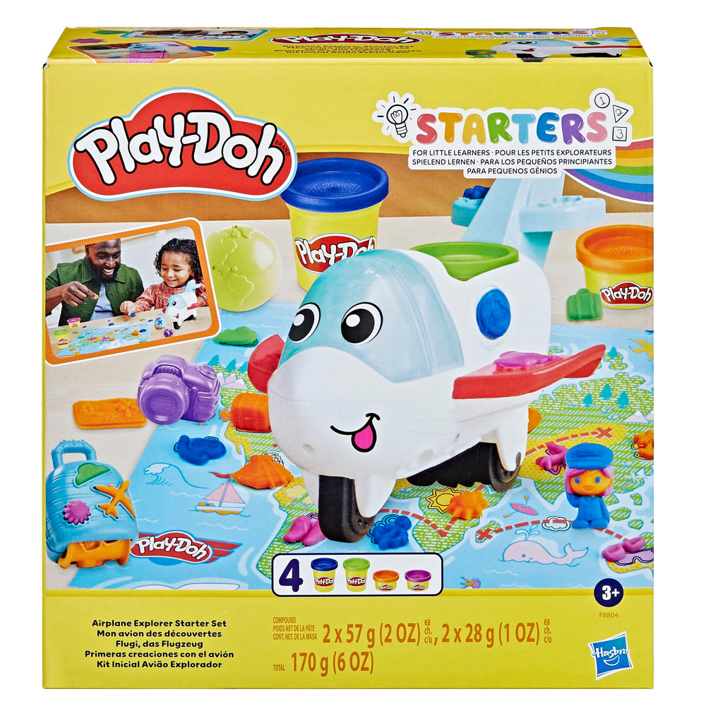 Play-Doh Airplane Explorer Set world map playmat invites travel-themed creativity.
