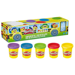 Play-Doh Assorted 5Pk School Bus container fuels imaginative play and organized storage.