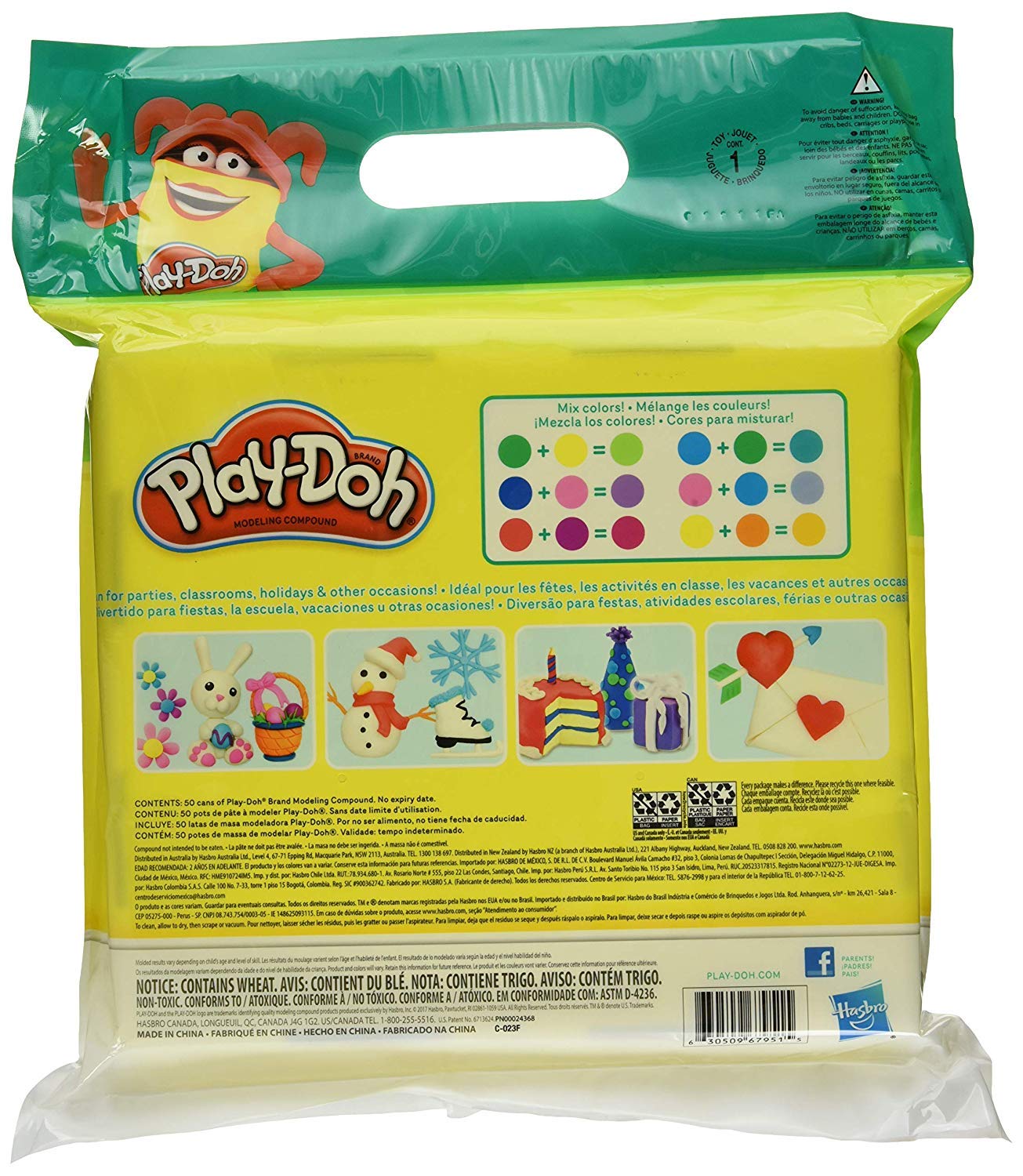 Play-Doh assorted colors cans display diverse hues for classroom crafts and parties.