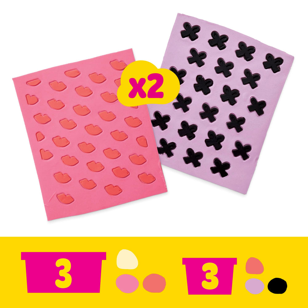 Barbie accessories like bows and shoes complete the looks.