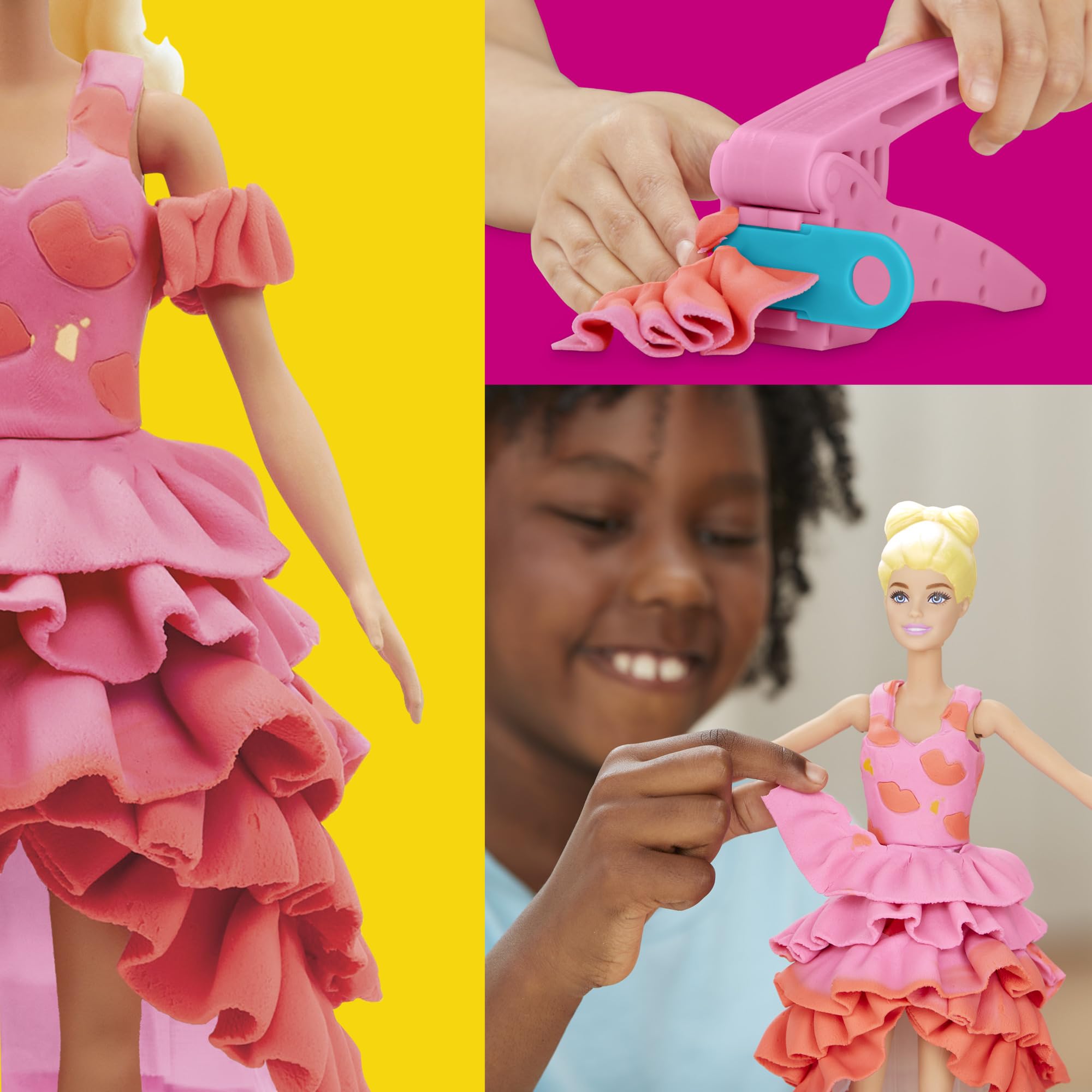 Play-Doh tools and cutters add detailed fashion accents.
