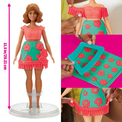 Play-Doh Barbie on stand ready for easy outfit customization during imaginative play.