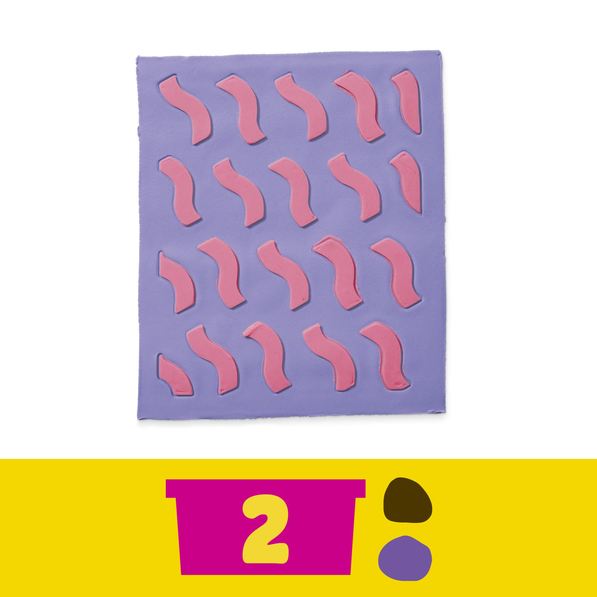 Two Play-Doh color cans expand design options with brown and purple tones.