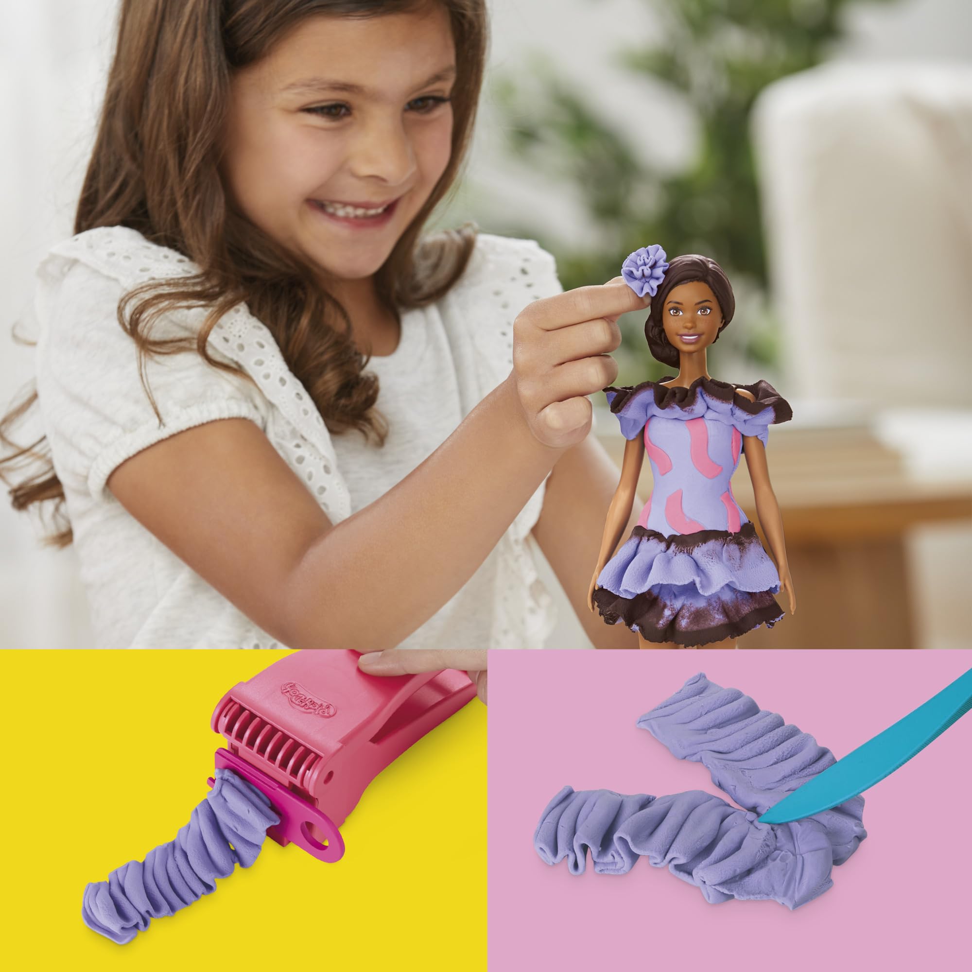 Ruffle maker tool adds textured trim to Barbie outfits.