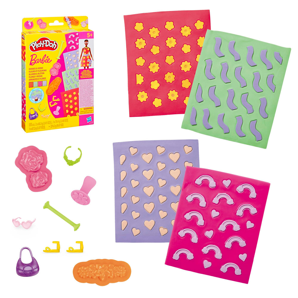 Play-Doh Barbie flowers pattern sheets for quick, colorful doll outfits.