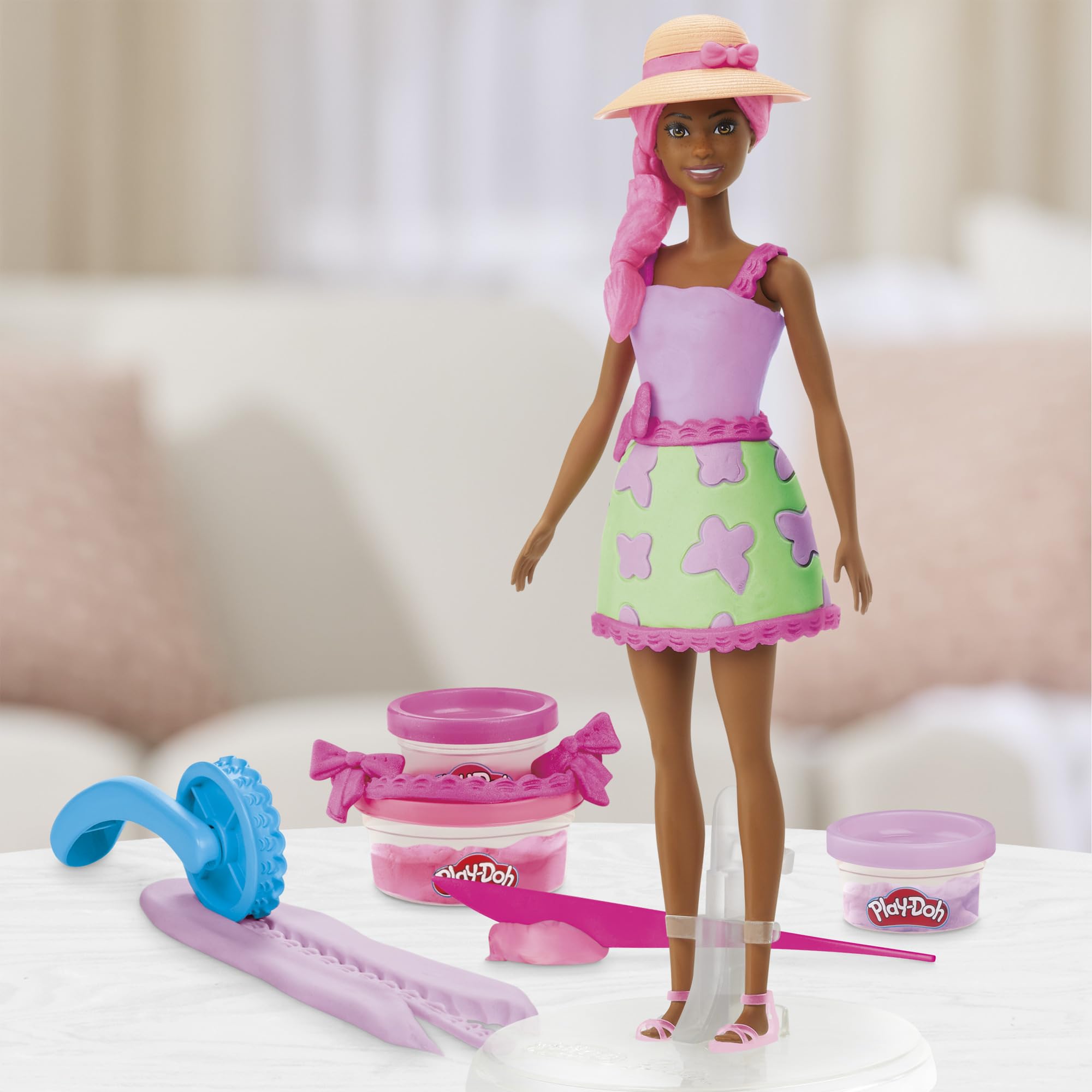 Play-Doh Barbie Garden Party dress design with pattern and cutters.