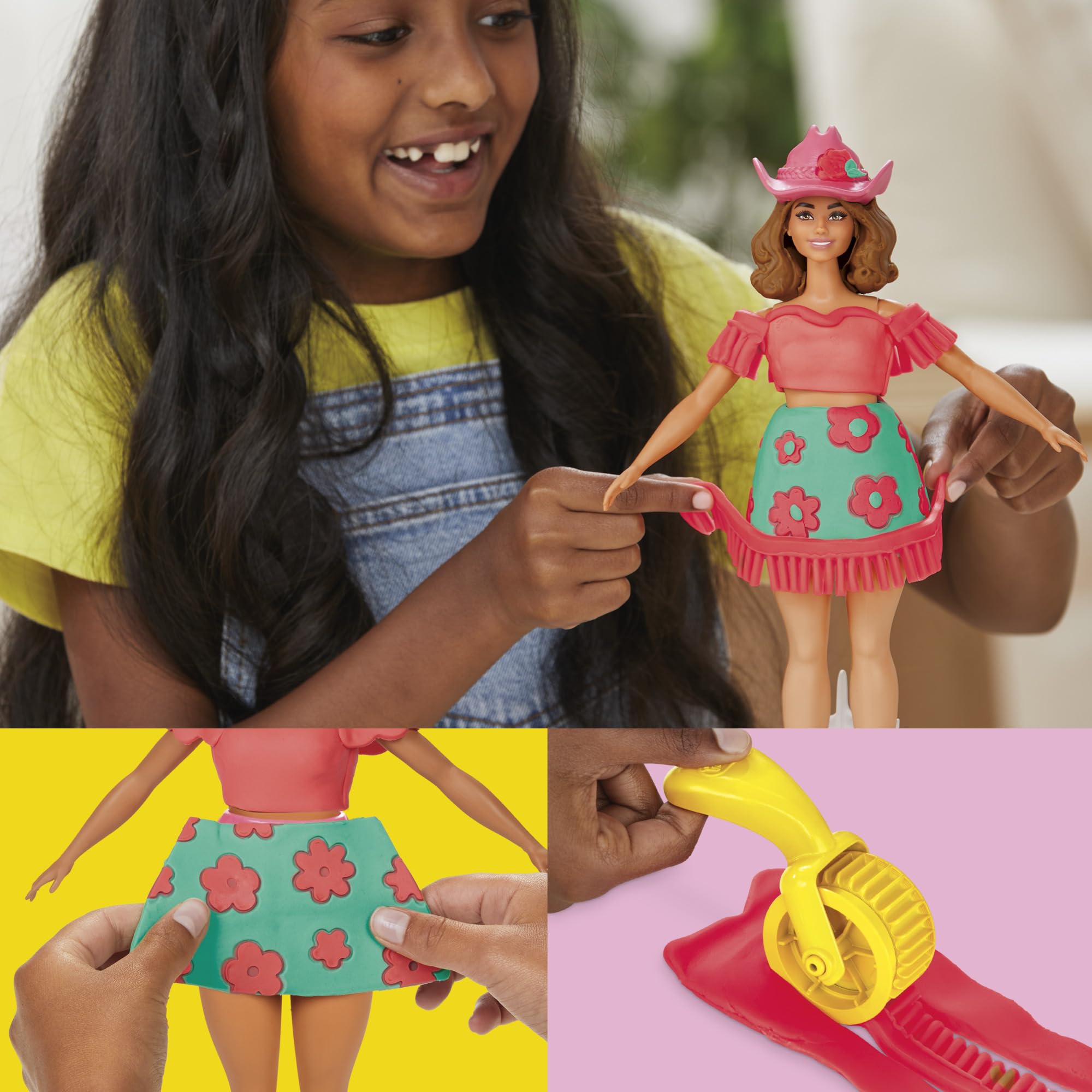 Play-Doh Barbie hair mold helps create cute, wavy hairstyles for styling fun.