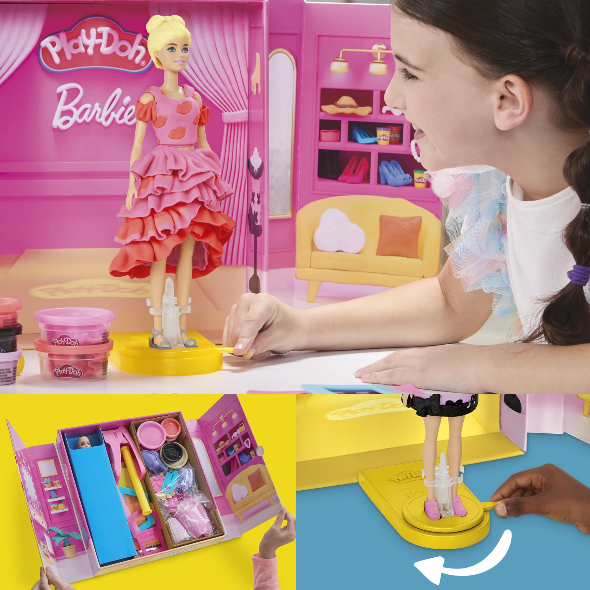 Play-Doh hair molds let kids craft colorful, custom hairstyles.