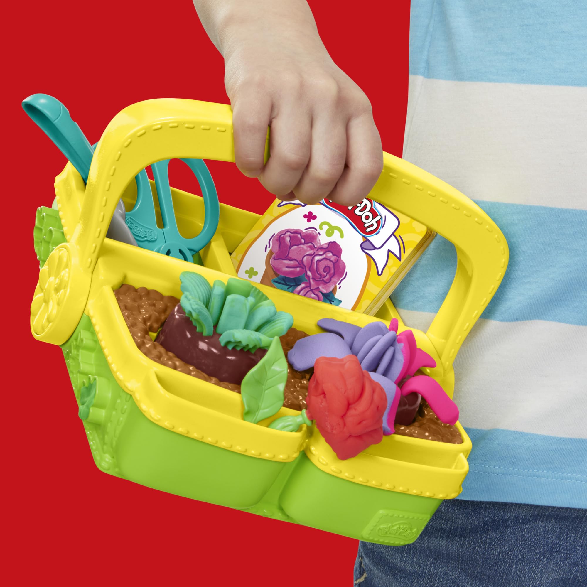 Play-Doh Blooming Flowers pucks showcase varied shapes, encouraging creative sculpting and pretend gardening.
