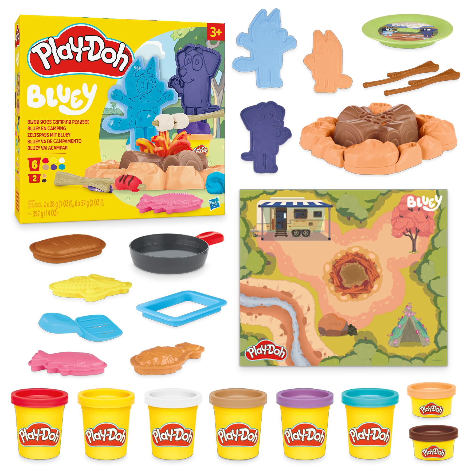 Play-Doh Bluey Goes Camping campfire tools for creative pretend cooking