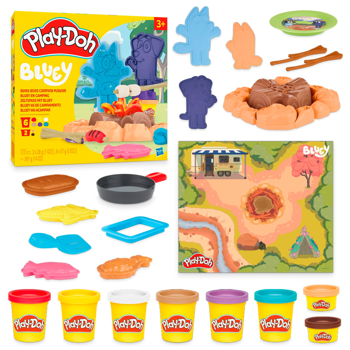 Play-Doh Bluey Goes Camping campfire tools for creative pretend cooking