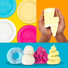 Play-Doh Confetti Putty kneading session shows bright confetti textures enhancing playtime.