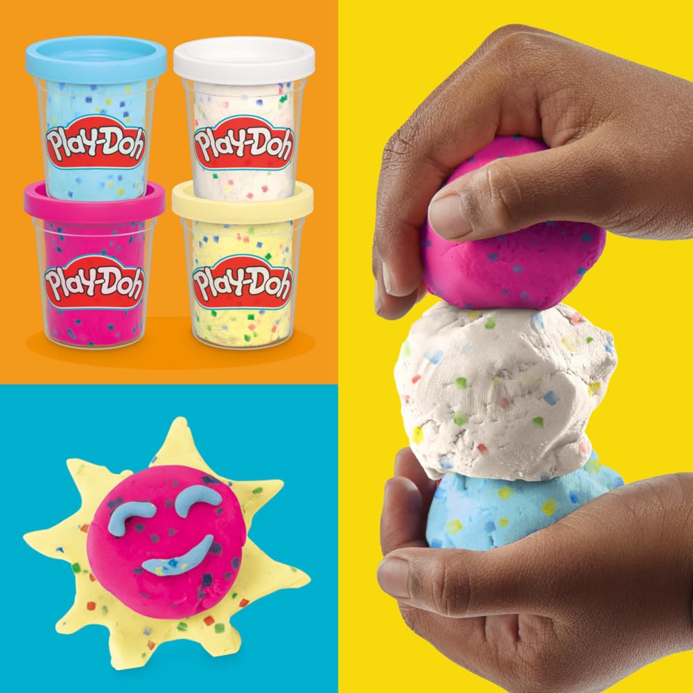 Play-Doh Confetti Putty pink tin adds festive flair to every craft session.