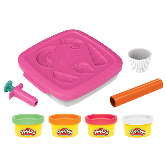 Play-Doh Create-n-Go Cupcakes with cupcake mold and tools for pretend baking