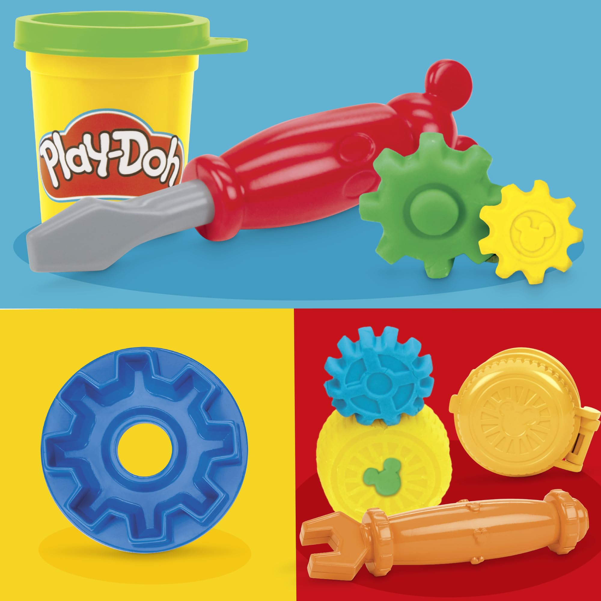 Play-Doh Mickey book-mold tire shape for fun vehicle-building play.