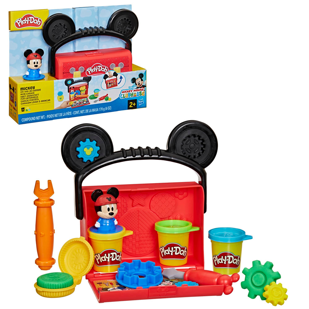 Play-Doh Mickey figure-stamper in action, creating Mickey ears for imaginative play.