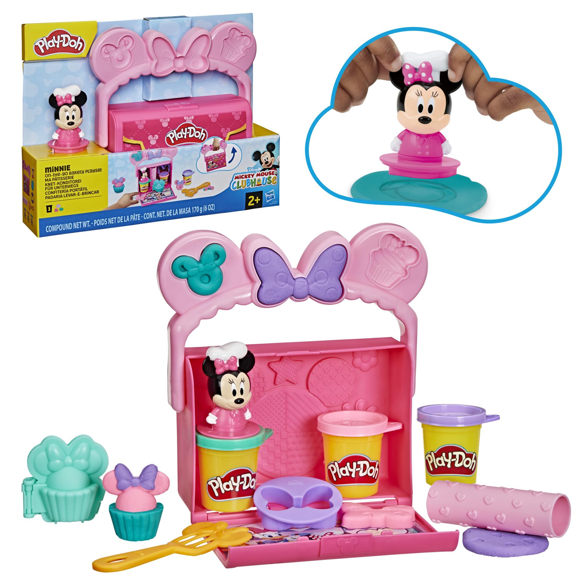 Play-Doh Disney Minnie Bakery on-the-go set with Minnie figure for travel-friendly pretend baking