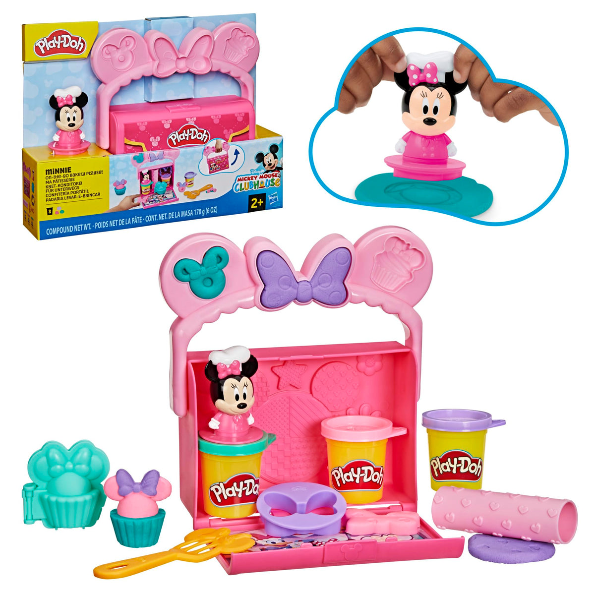 Play-Doh Disney Minnie Bakery on-the-go set with Minnie figure for travel-friendly pretend baking