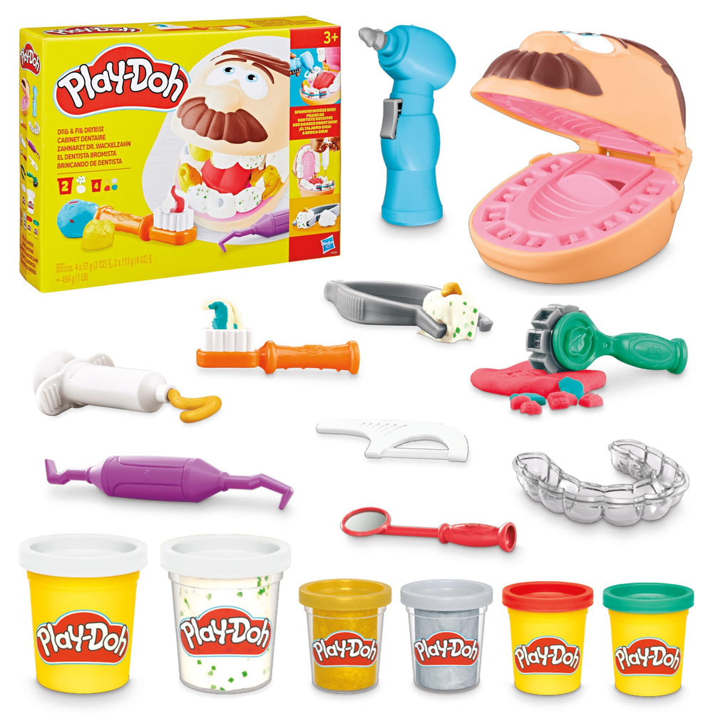 Play-Doh Drill 'n Fill Dentist Toy pack offers a complete pretend dental kit for creative play.