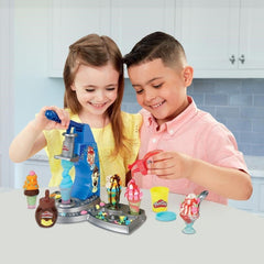 Play-Doh drizzle bottles enable pretend candy coating for creative decorating.