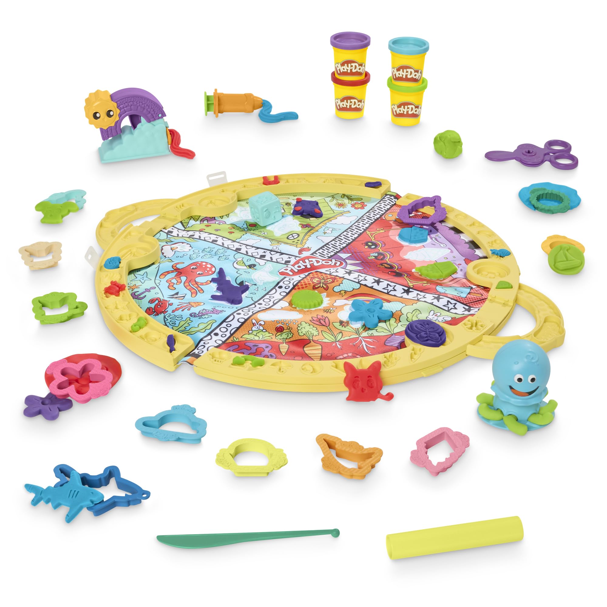 Play-Doh Fold & Go Playmat showing portable mat for on-the-go creativity