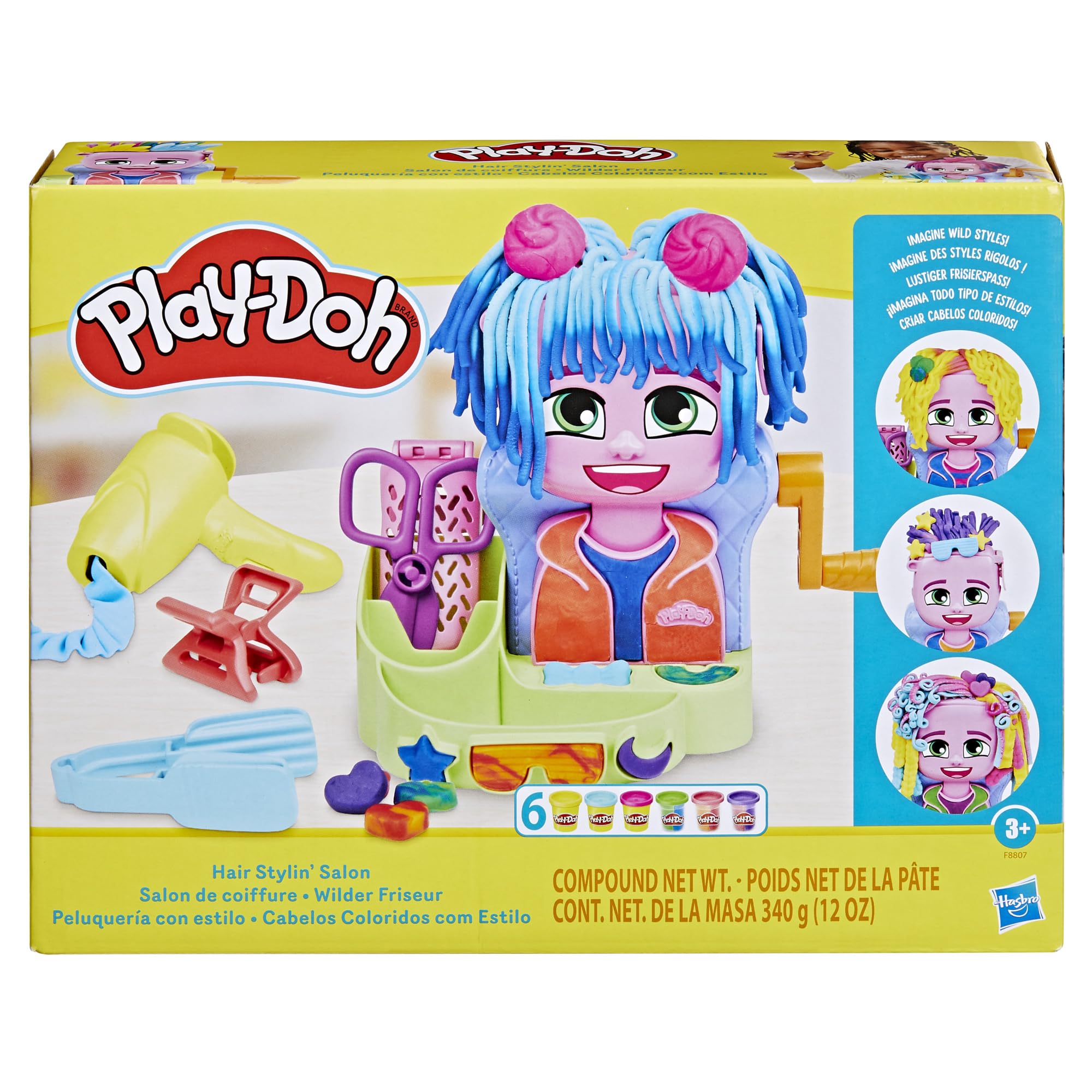 Play-Doh hair dryer curl tool adds fun texture to pretend styling.