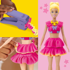 Play-Doh hair mold helps create cute Barbie hairstyles.