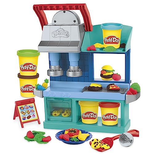 Play-Doh Kitchen Creations Busy Chef's Restaurant playset open kitchen layout inspires pretend meals