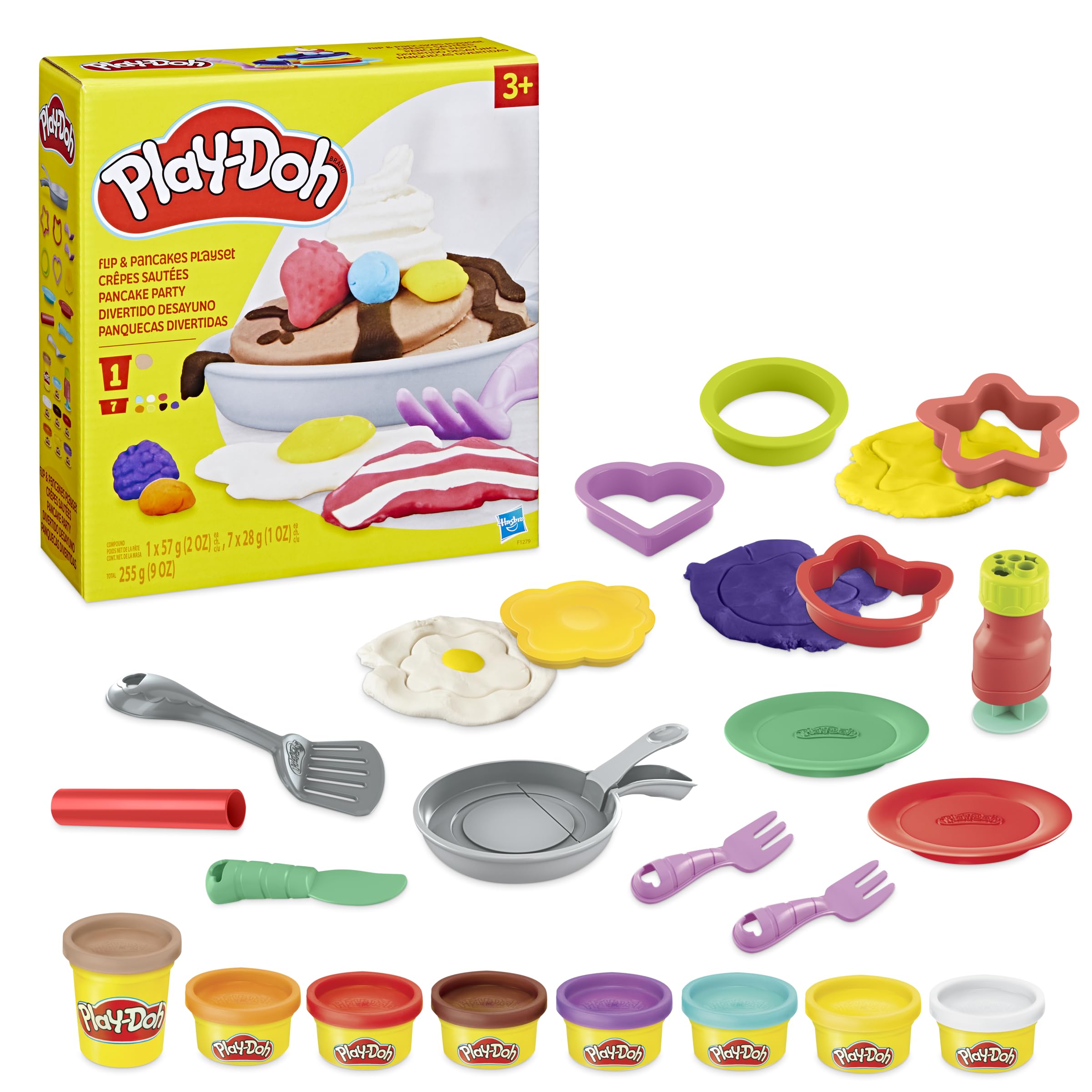 Play-Doh Kitchen Creations Flip 'n Pancakes pan-action close-up showing flipping fun.