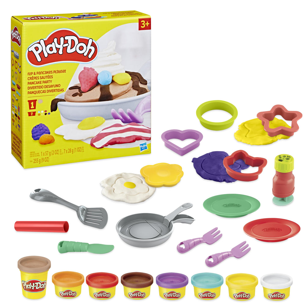 Play-Doh Kitchen Creations Flip 'n Pancakes pan-action close-up showing flipping fun.