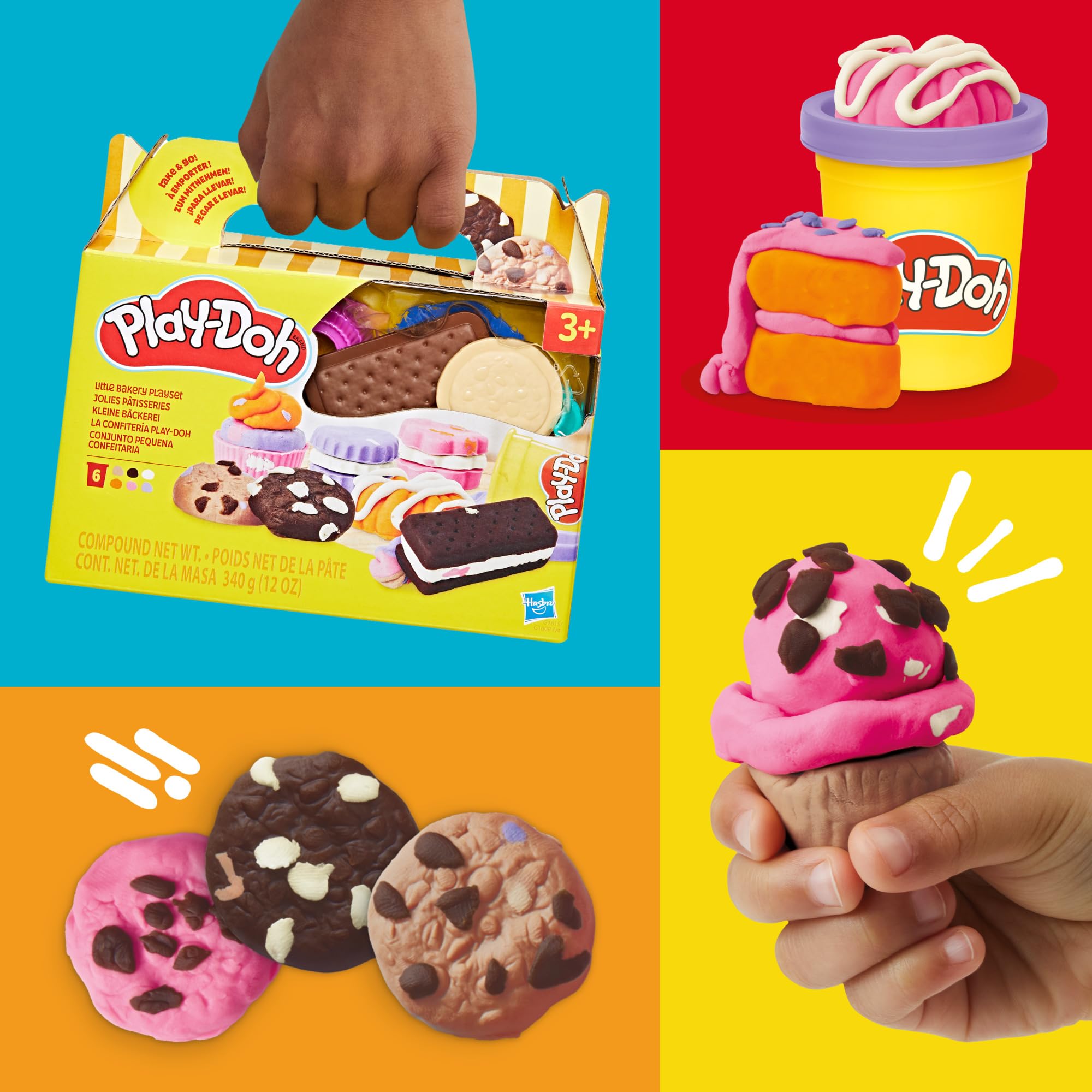 Play-Doh Little Bakery cake stampers decorate colorful pretend desserts