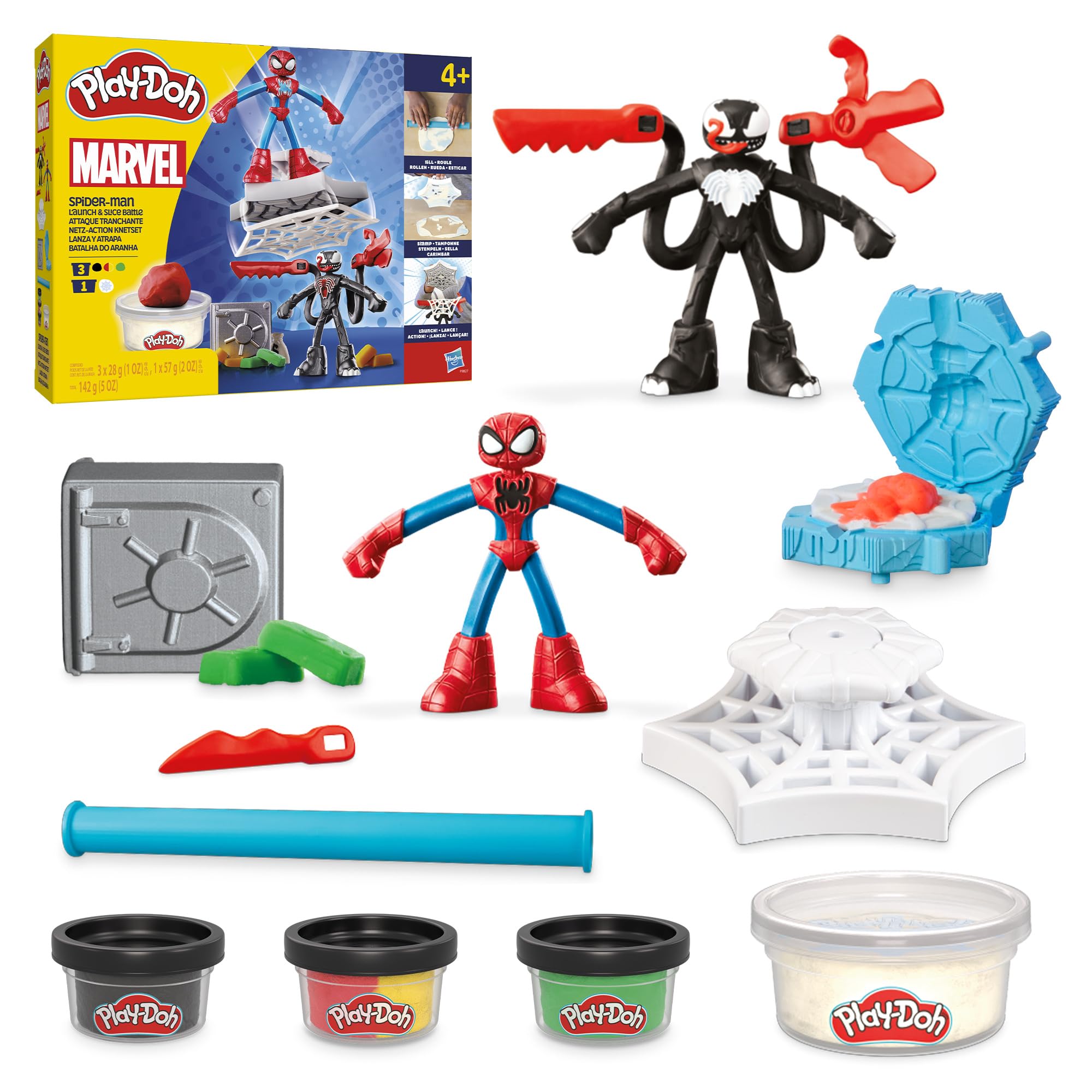 Play-Doh Marvel Spider-Man figure in action sparks imaginative battles.