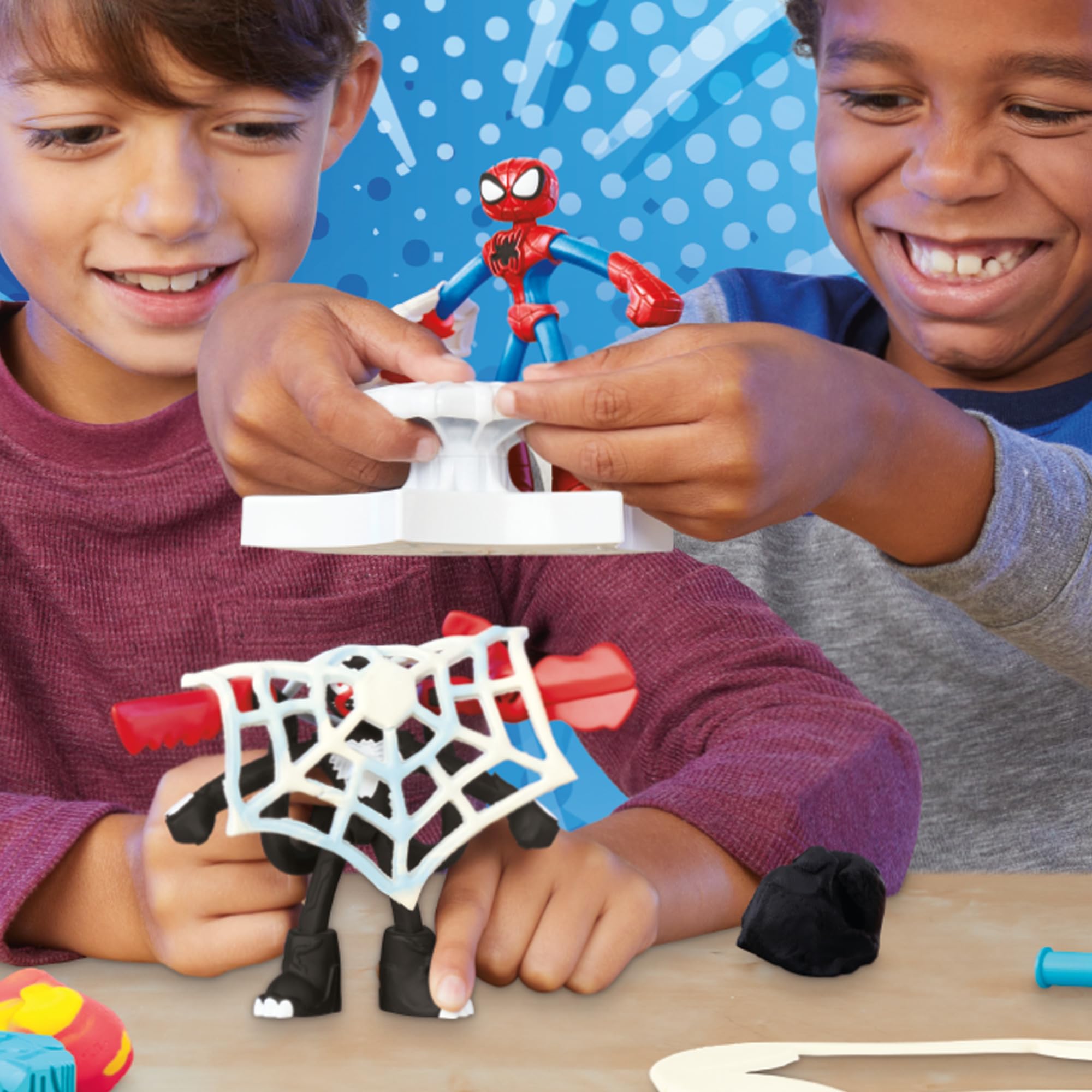Play-Doh Spider-Man web shield tool for creative defense scenes.