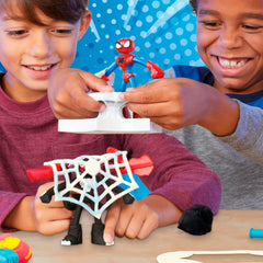 Play-Doh Spider-Man web shield tool for creative defense scenes.