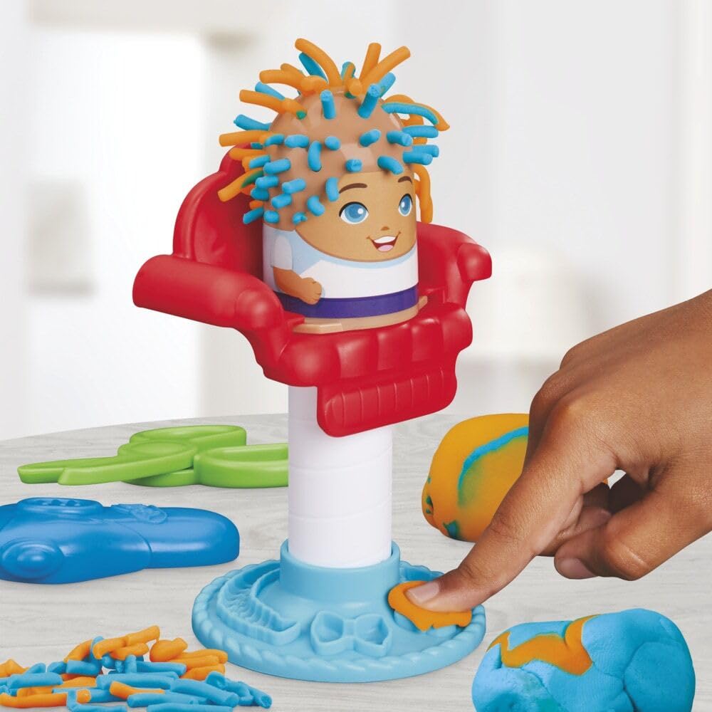 Play-Doh Mini Crazy Cuts Set contents including tools and colors displayed.