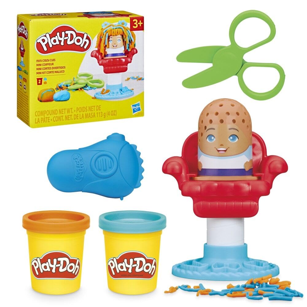 Play-Doh Mini Crazy Cuts Set scissors included for precise cutting play.