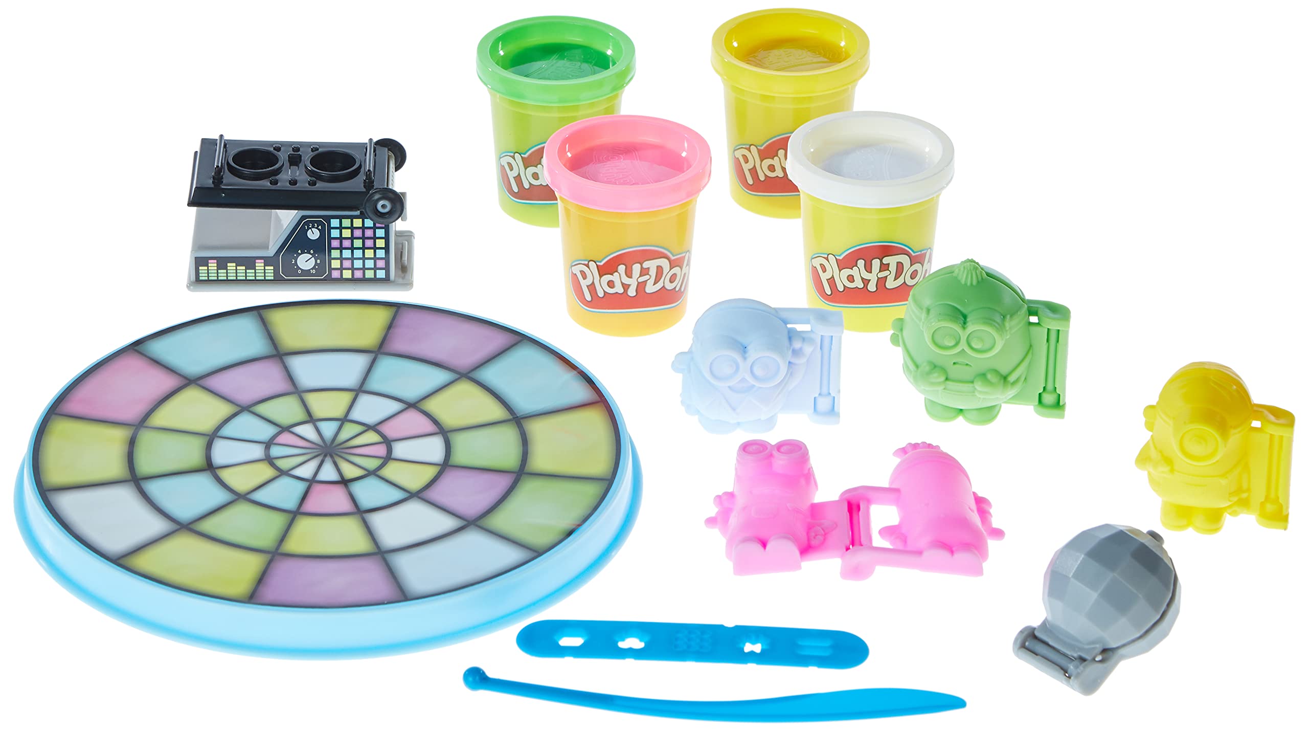 Play-Doh Minions Rise of Gru disco accessories promote dress-up creativity and dance ideas.