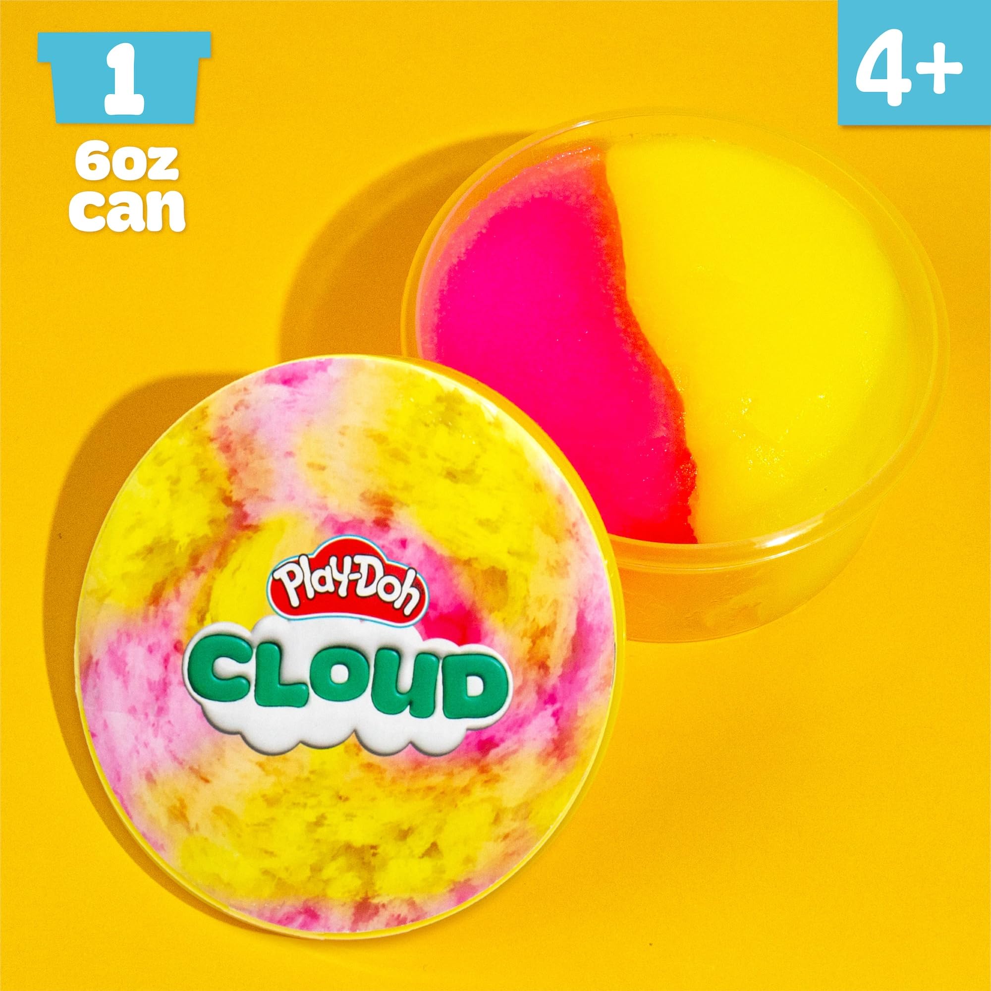 Play-Doh pink-yellow swirl shows pastel blend option for creative mixing.