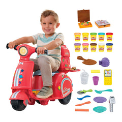 Play-Doh Pizza Delivery Scooter front view, showing kid-powered ride-on play