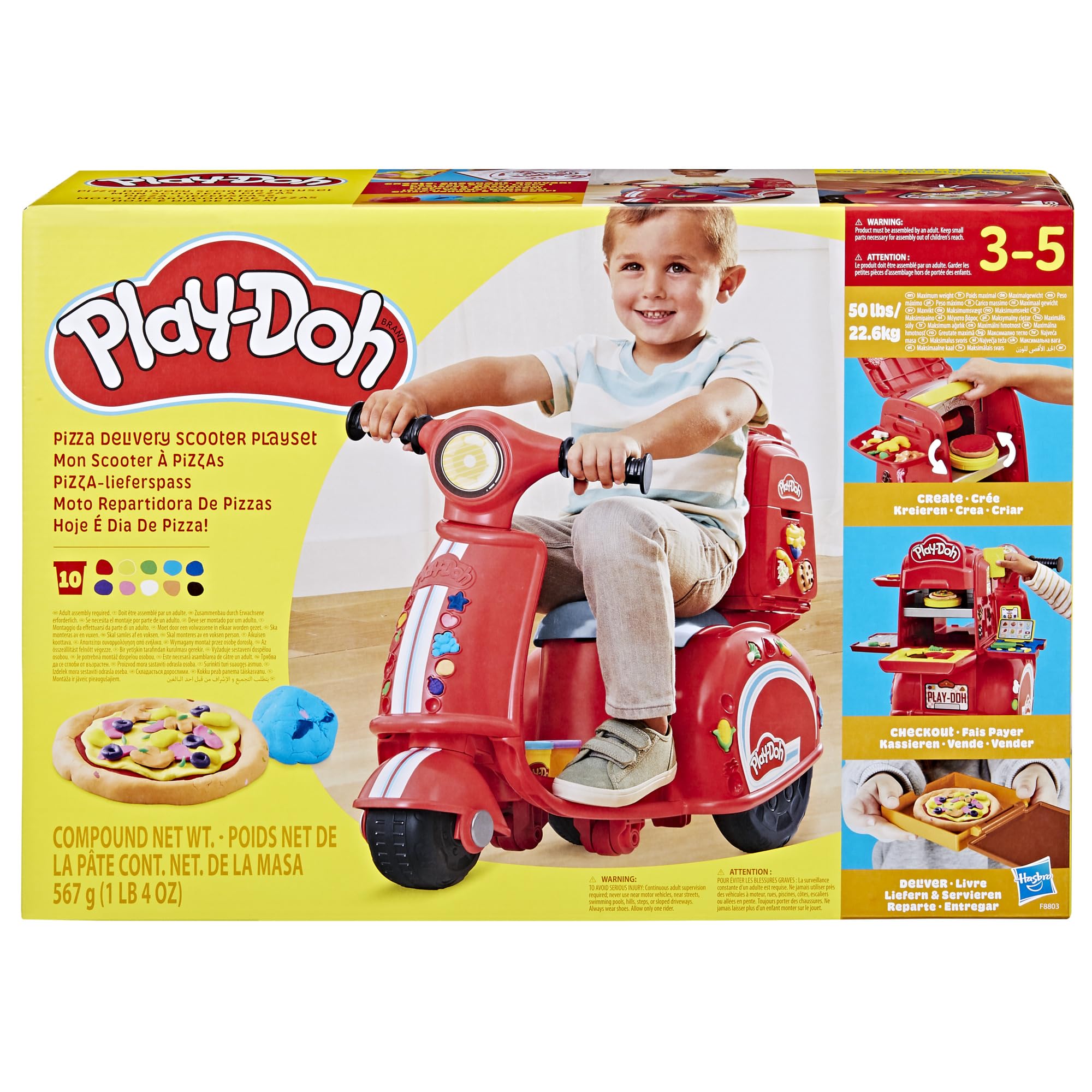 Play-Doh Pizza Delivery Scooter side view with delivery slot