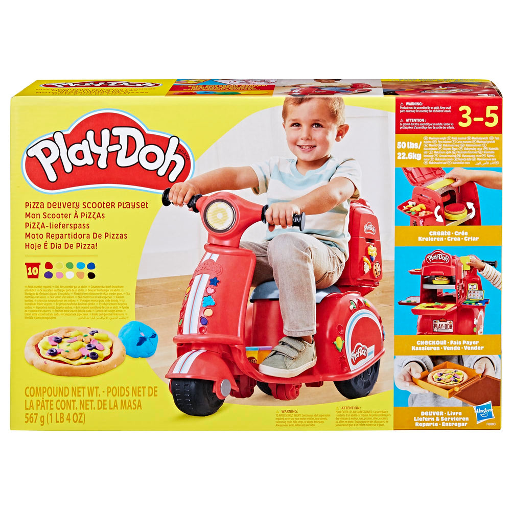 Play-Doh Pizza Delivery Scooter side view with delivery slot