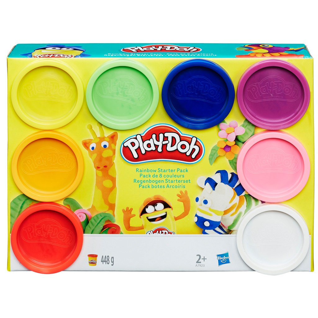 Play-Doh Rainbow Pack with 8 canisters inspires creative play and fine motor practice.