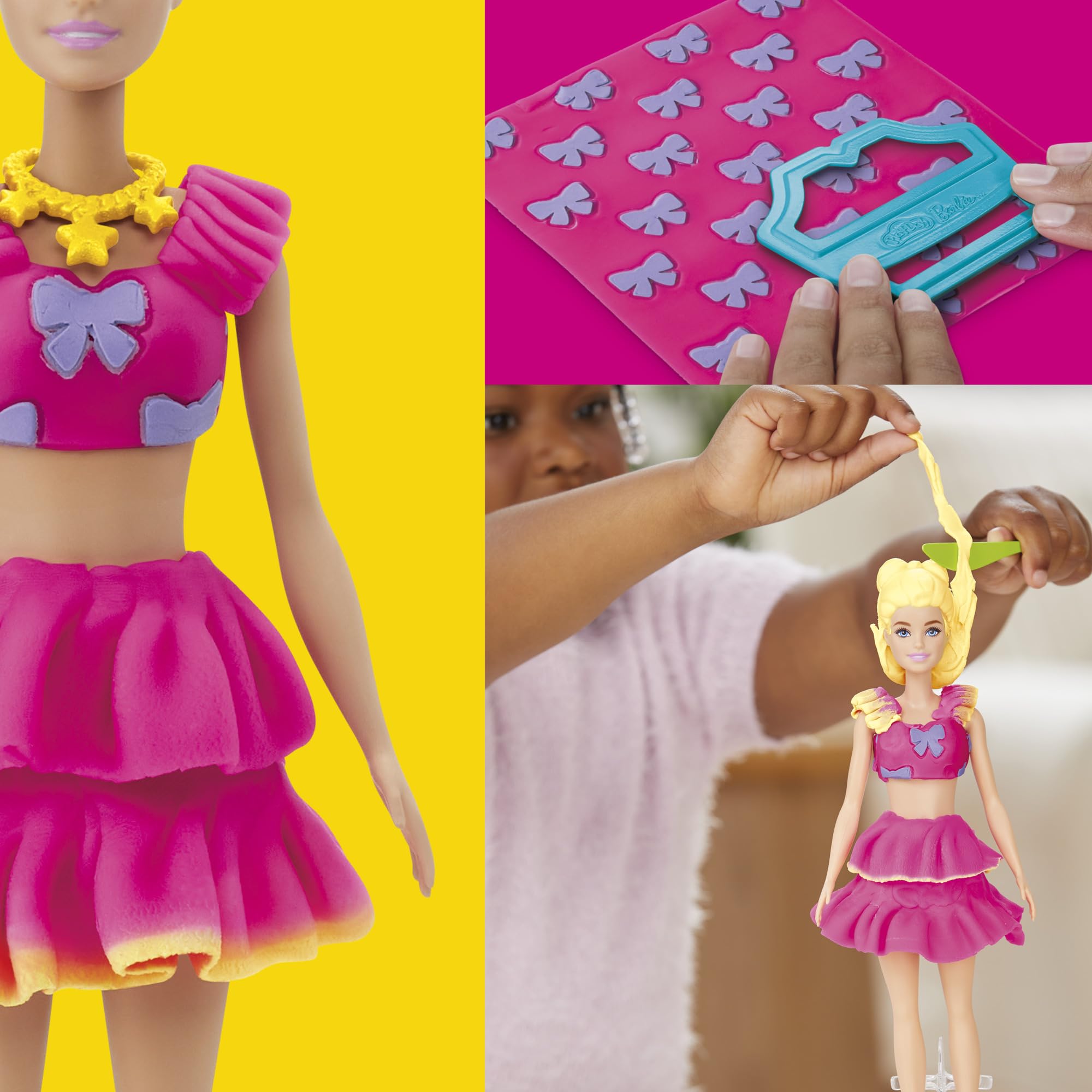 Ruffle maker tool adds decorative edges to Barbie dresses.