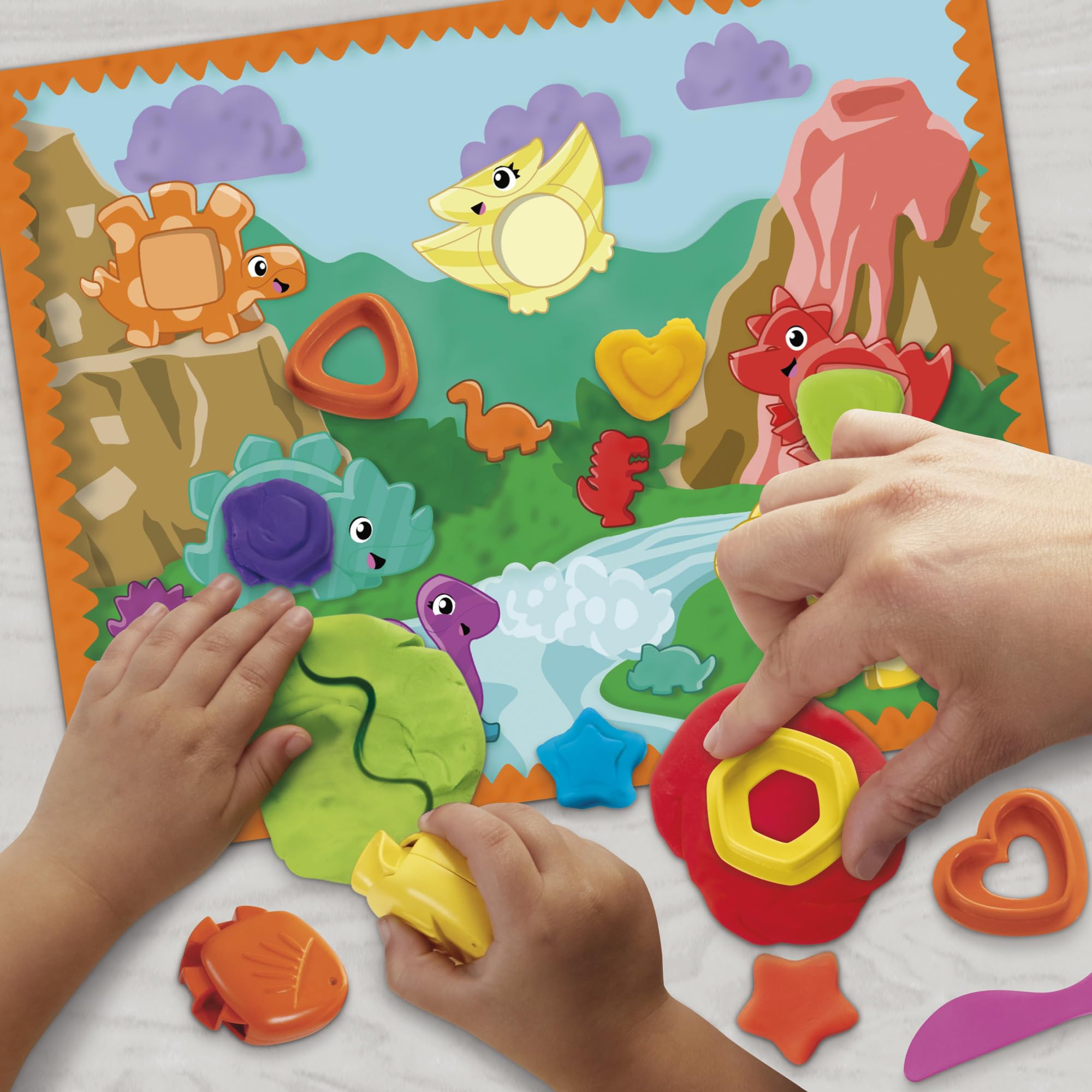 Play-Doh Shapes & Colors Dino Starter Set removable spikes highlight versatile molding options