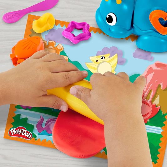 Play-Doh Shapes & Colors Dino Starter Set tools displayed for hands-on shape cutting practice