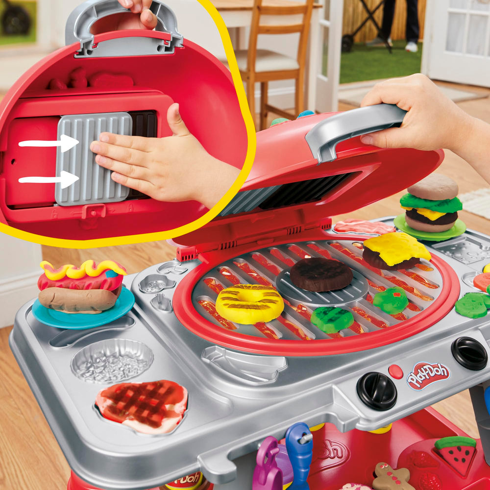 Play-Doh Sizzlin' Grill Playset lets kids make pretend burgers and hot dogs.