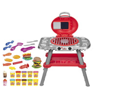 Play-Doh Sizzlin' Grill Playset includes seventeen accessories for varied pretend meals.