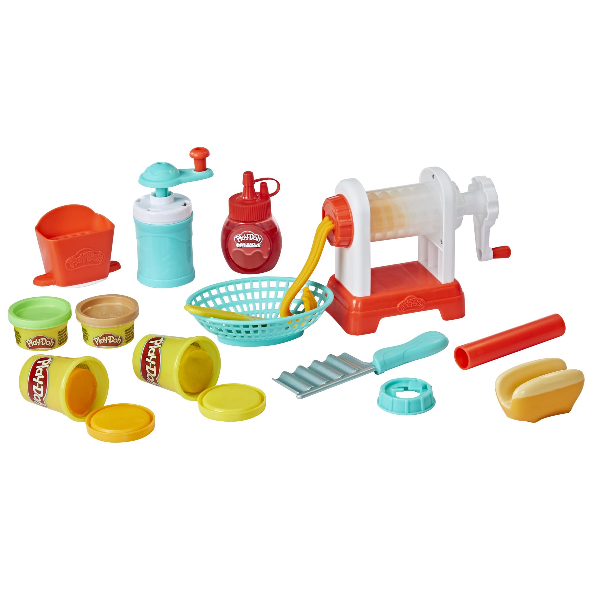Play-Doh Spiral Fries fry-maker with a see-through chamber showing vibrant spirals for pretend cooking