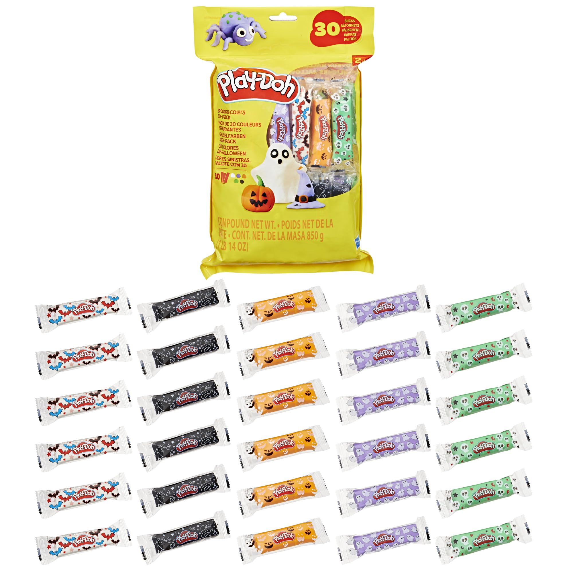 Play-Doh Spooky Colors 30 Pack perfect trick-or-treat alternatives for kids.