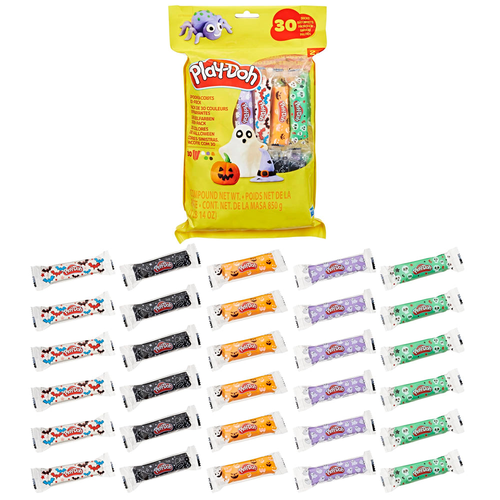 Play-Doh Spooky Colors 30 Pack perfect trick-or-treat alternatives for kids.